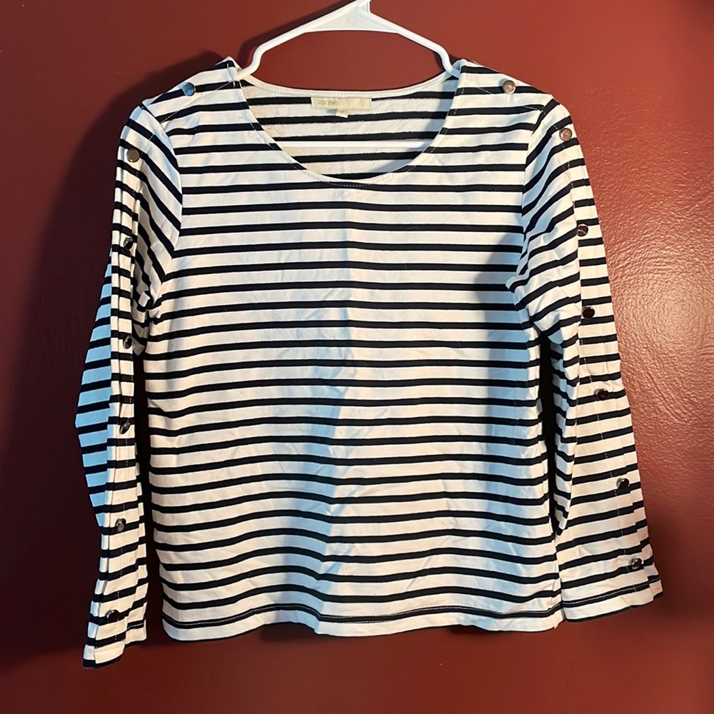 NWOT maje long sleeve shirt sz 3 striped black and white